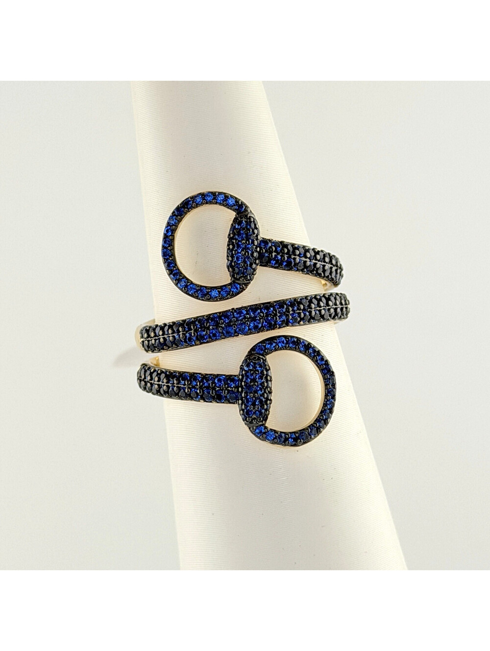 Bomb Party September Size 8 “Old Money Mood” Lab Created Sapphire on Yellow Gold